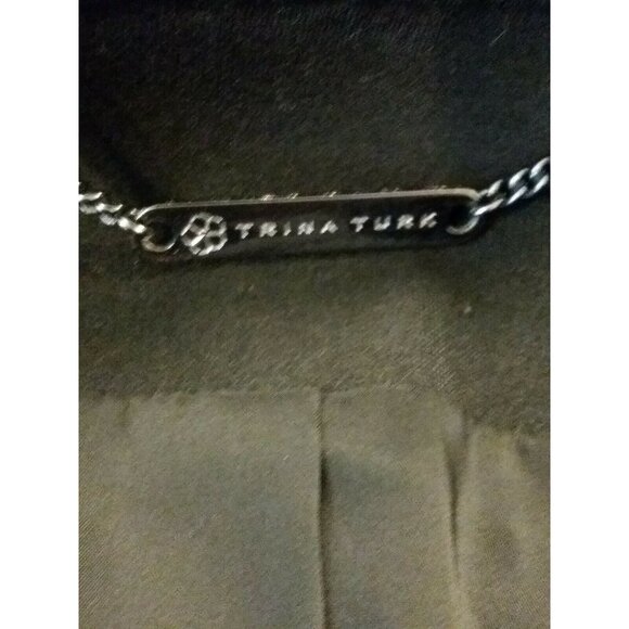 Elegant Minimalist Trina Turk Black Mott Fitted Jacket Size 2 Party Chic Office - Picture 6 of 12